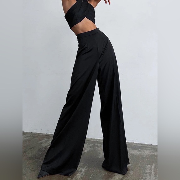 Commense Oversized Satin Wide Leg Dress Pants - Picture 6 of 8